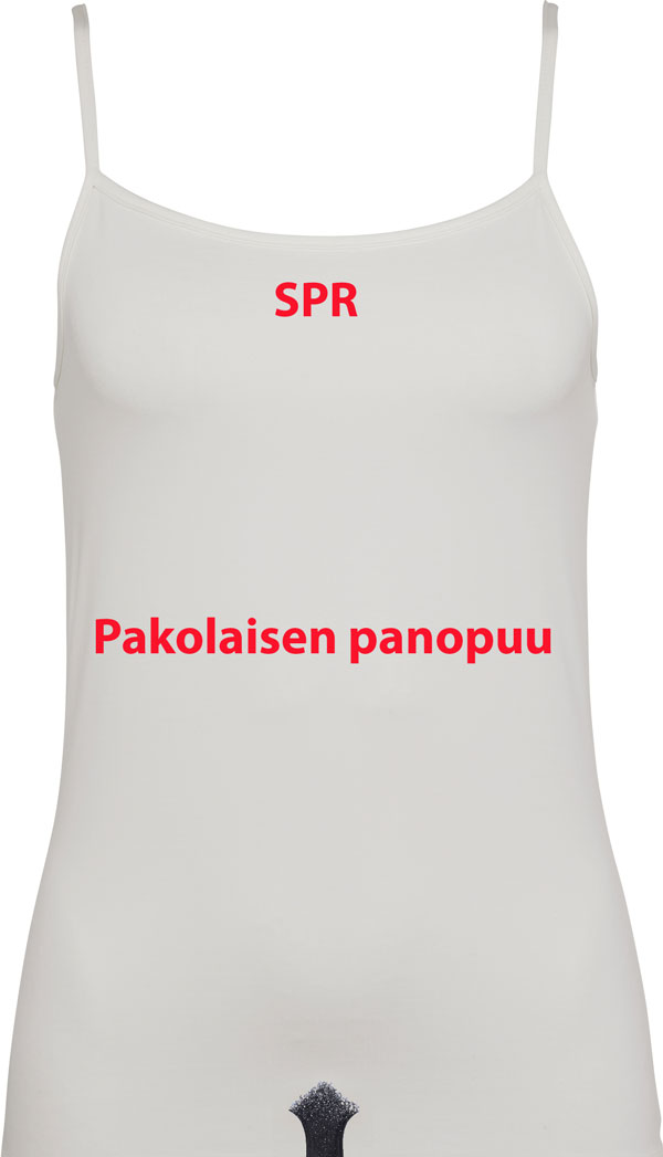 SPR työntekijättären paituliksi suunniteltu SPR Pakolaisen panopuu on kätevä ja helposti riisuttavissa